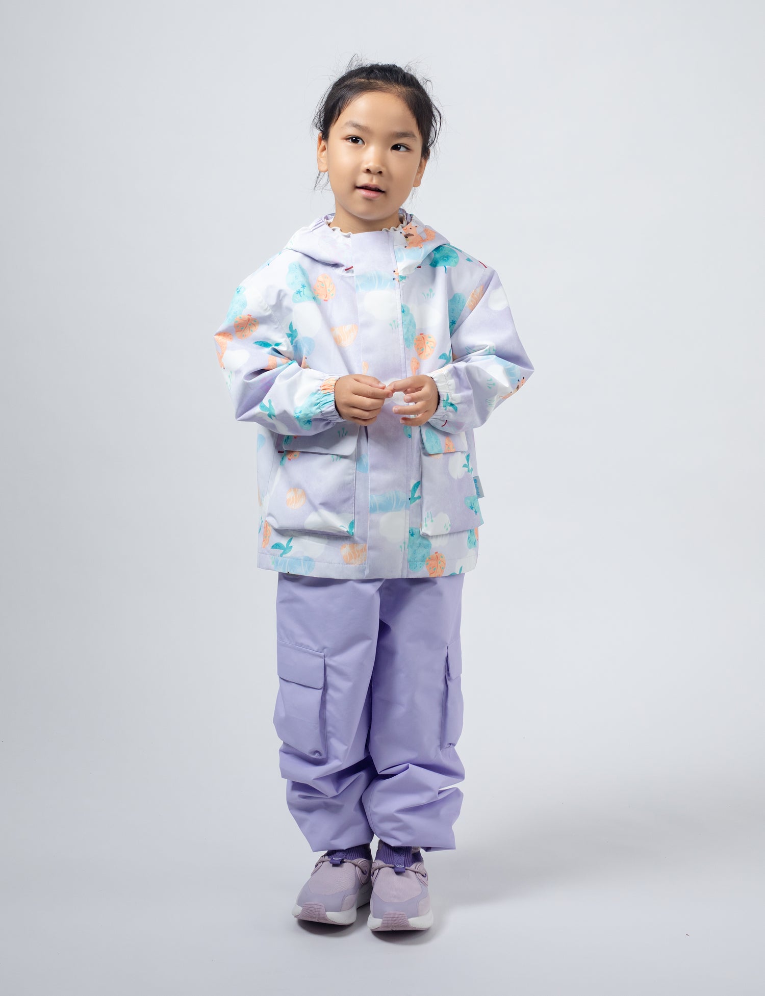 Kids Fleece Lined Waterproof Rain Jacket | Little Stanley Purple Squirrel