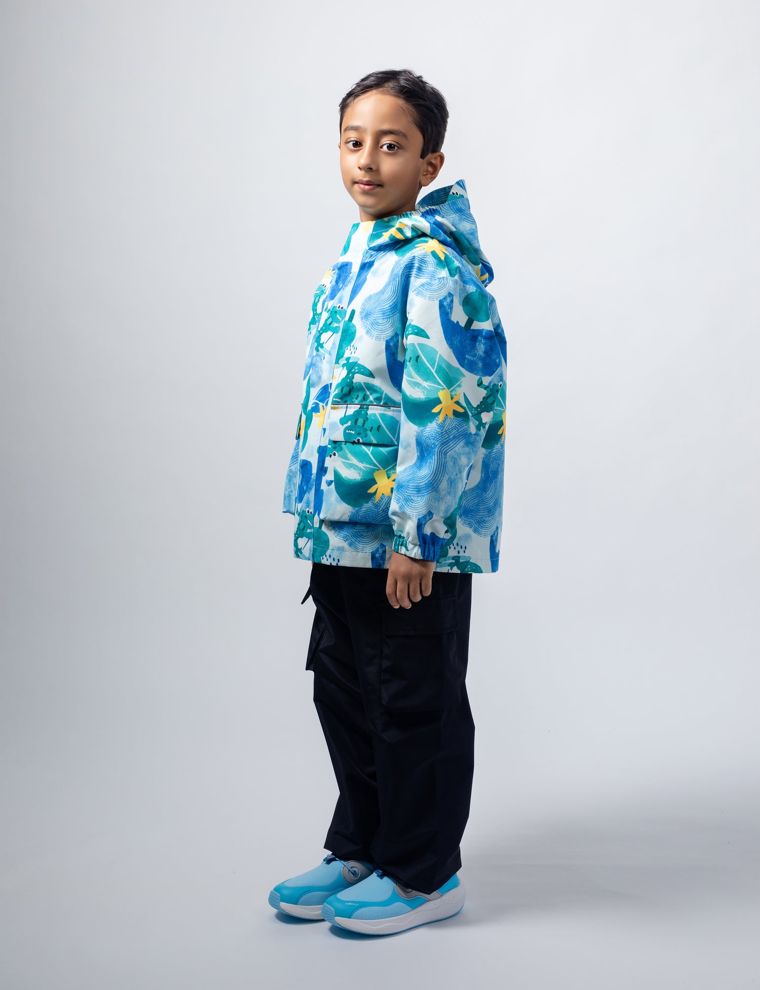 Kids Fleece Lined Waterproof Rain Jacket | Little Stanley Snowy Dino