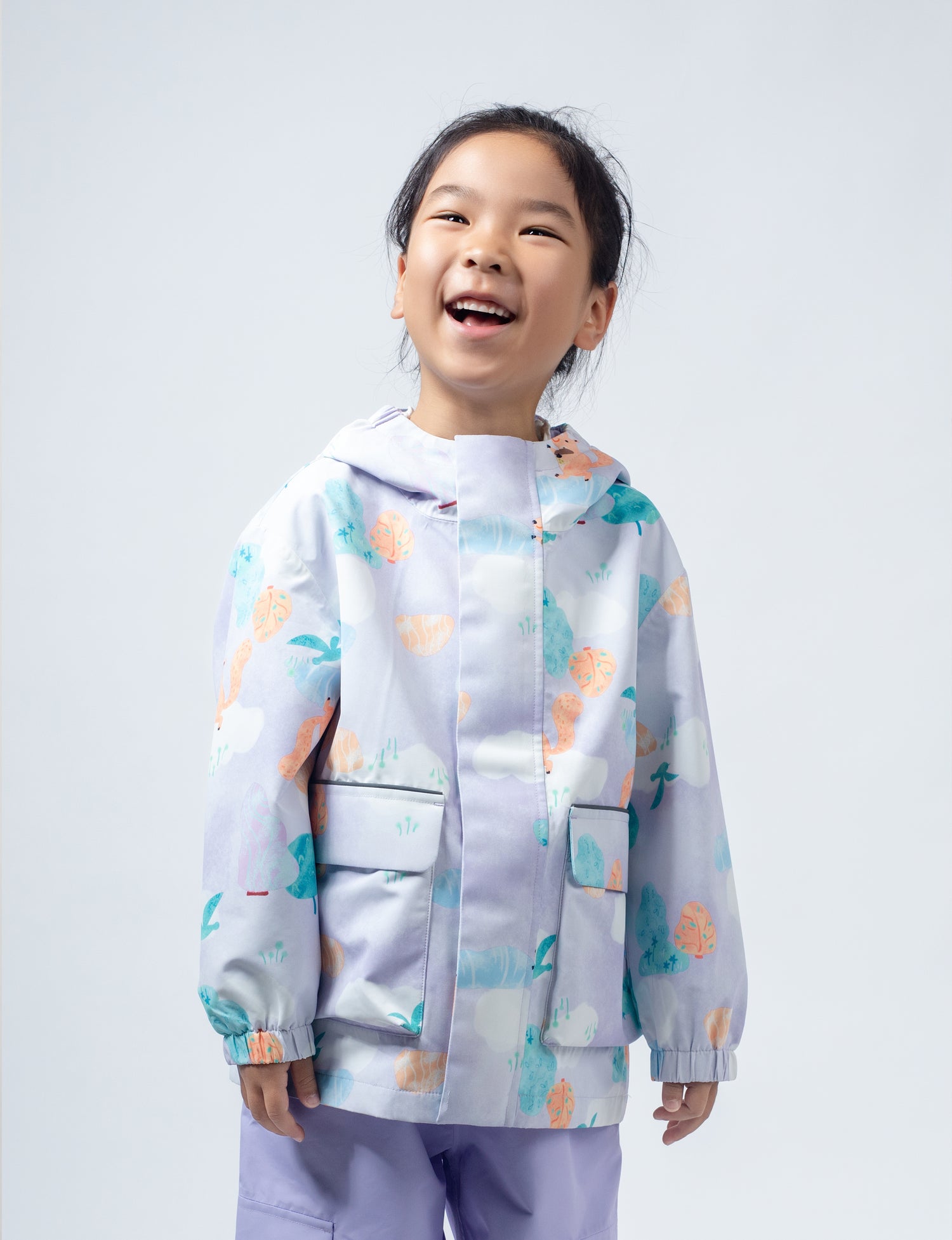 Kids Fleece Lined Waterproof Rain Jacket | Little Stanley Purple Squirrel