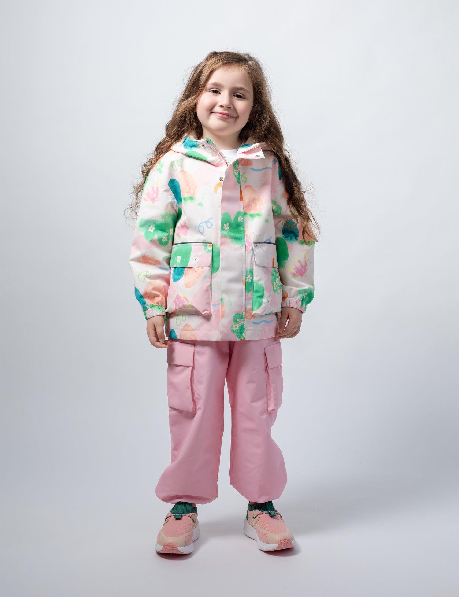 Kids Fleece Lined Waterproof Rain Jacket | Little Stanley Bunny Flower