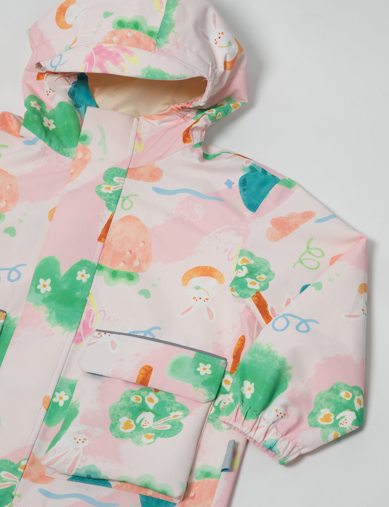 Kids Fleece Lined Waterproof Rain Jacket | Little Stanley Bunny Flower