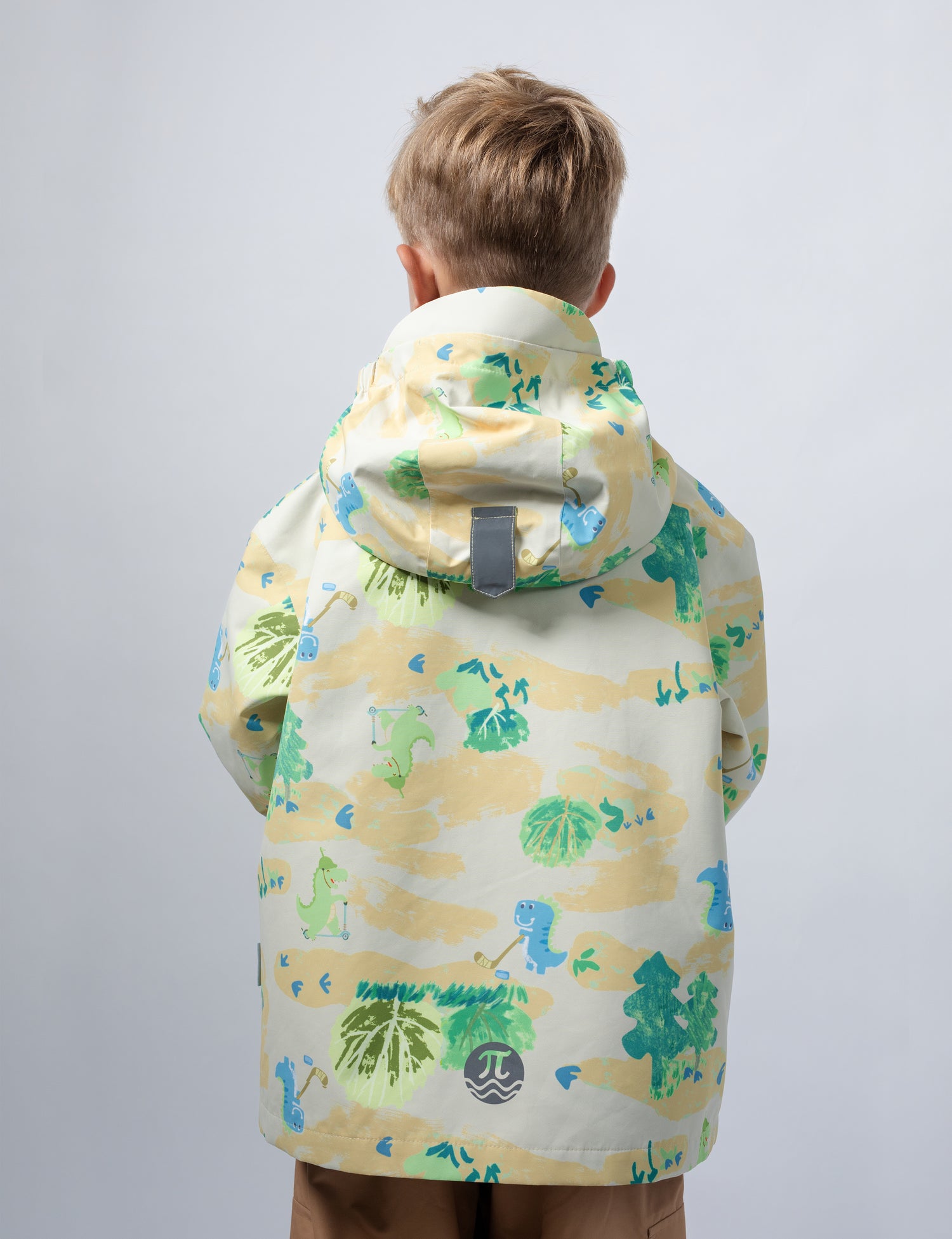 Kids Fleece Lined Waterproof Rain Jacket | Little Stanley Dino Sand