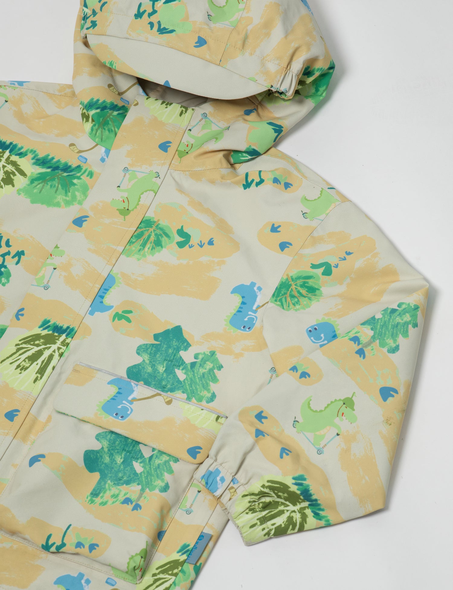 Kids Fleece Lined Waterproof Rain Jacket | Little Stanley Dino Sand