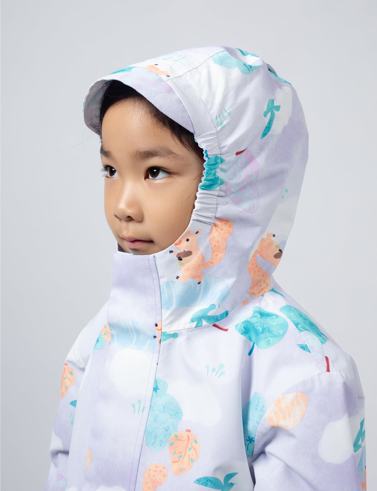 Kids Fleece Lined Waterproof Rain Jacket | Little Stanley Purple Squirrel