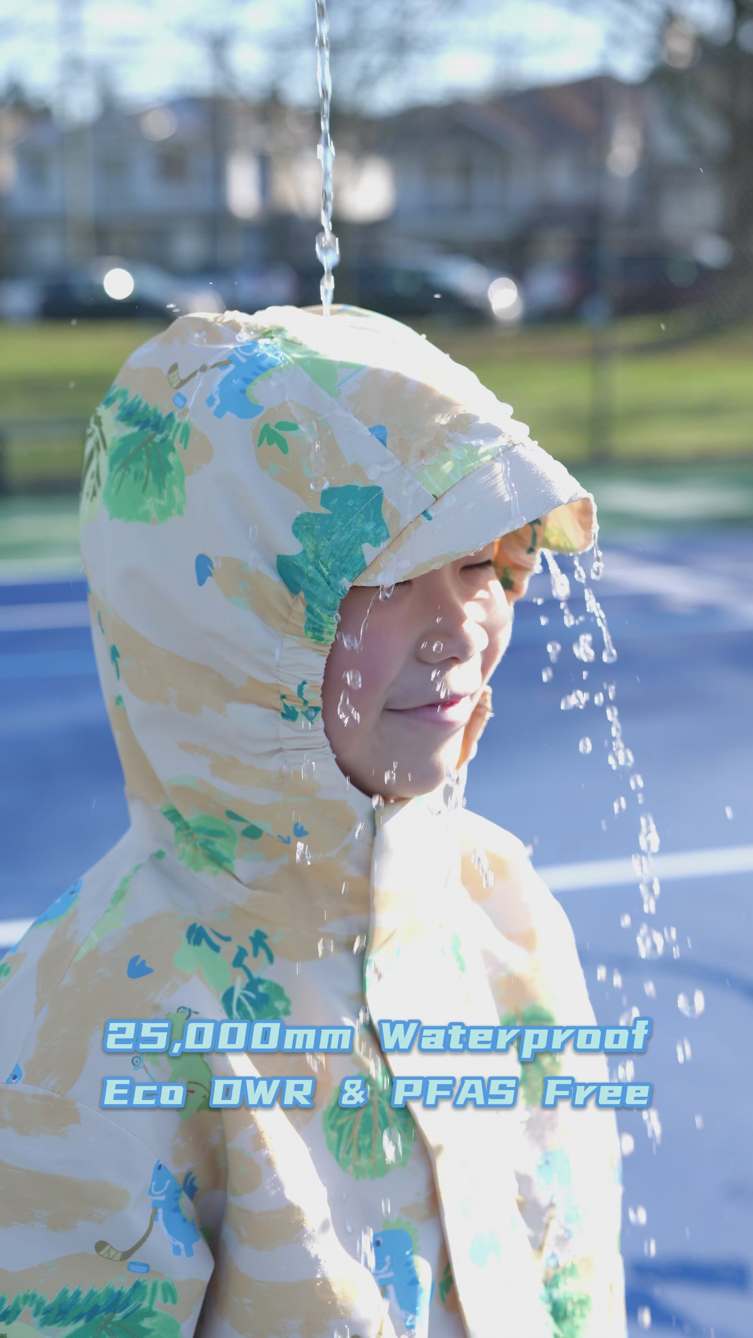 Kids Fleece Lined Waterproof Rain Jacket | Little Stanley Dino Sand