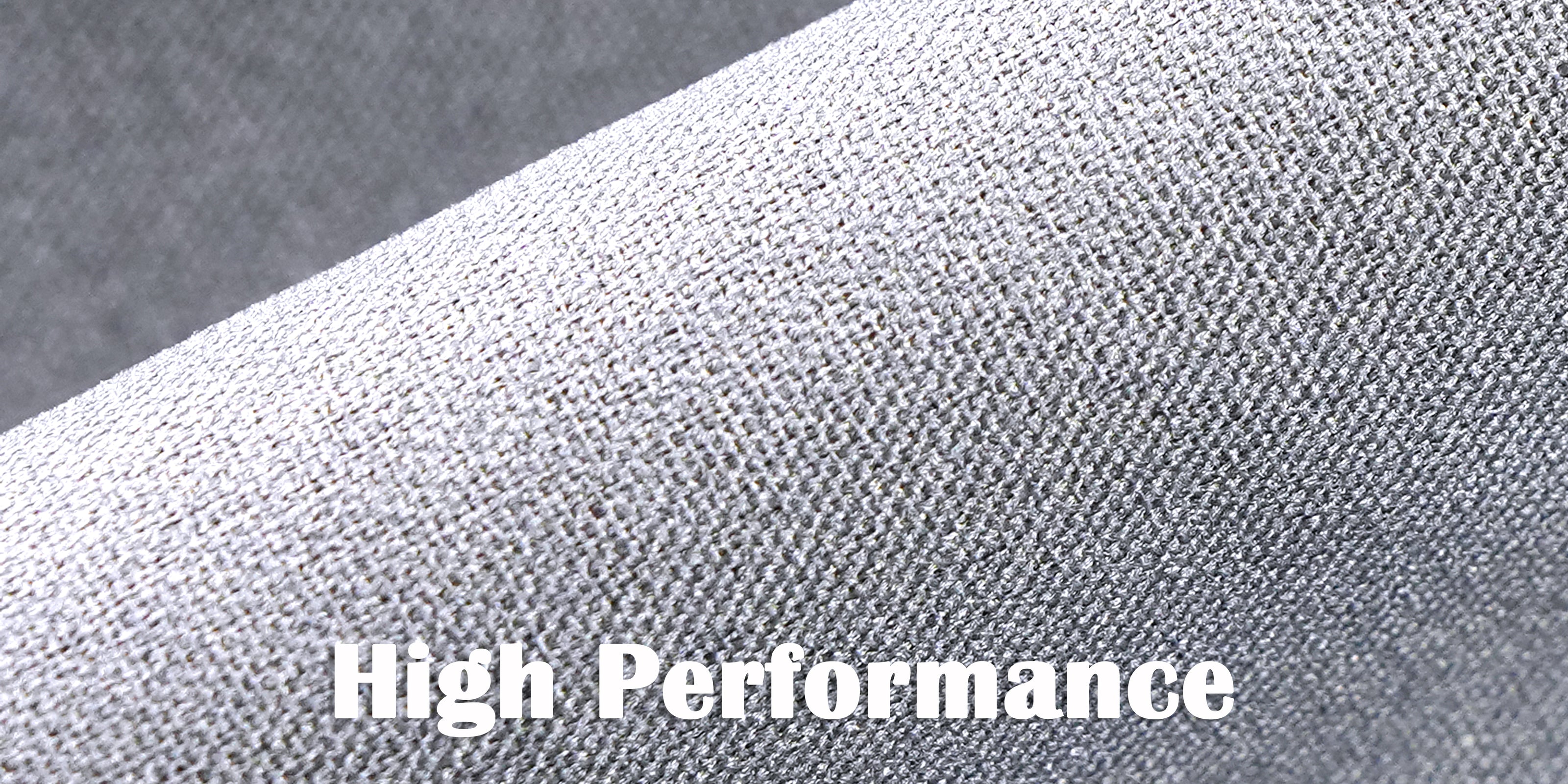 Close-up of textured fabric with 'High Performance' text overlay